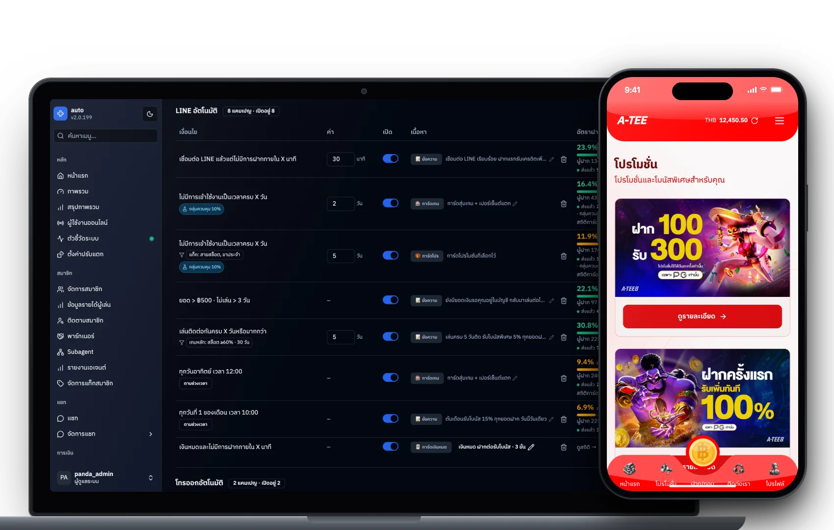 หน้า CRM ในหลังบ้าน กับหน้าโปรโมชั่นบนมือถือ